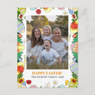 Elegante Eenvoudige Kleurrijke Bloemige Paas Famil Feestdagenkaart