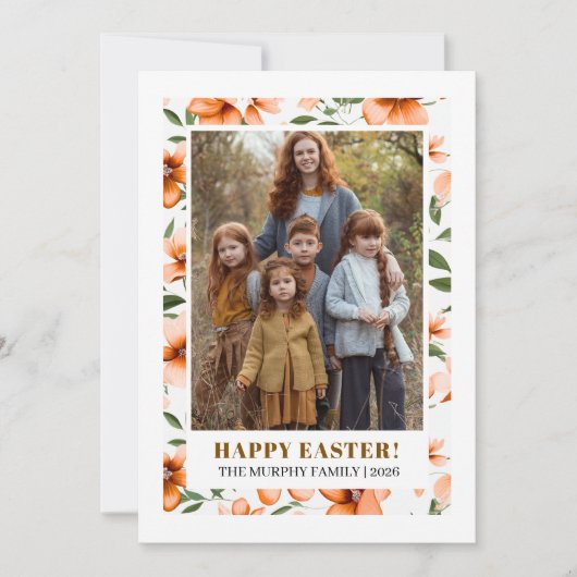 Elegante Eenvoudige Kleurrijke Bloemrijke Paasfami Feestdagenkaart (Voorkant)