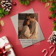 Elegante Eenvoudige Koppel Foto Kerstkaart