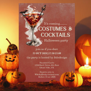 Elegante Eenvoudige Kostuums Cocktails Halloween F Kaart