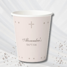Elegante Eenvoudige Kruis Christelijke Doop Papieren Bekers