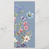 Elegante eenvoudige lente blauwe wilde bloemen bru menu (Achterkant)