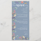 Elegante eenvoudige lente blauwe wilde bloemen bru menu (Voorkant)