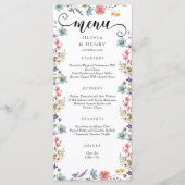 Elegante eenvoudige lente Wildbloemen bruiloft Menu (Voorkant)