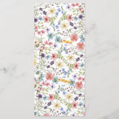 Elegante eenvoudige lente Wildbloemen bruiloft Menu (Achterkant)