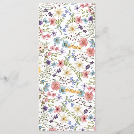 Elegante eenvoudige lente Wildbloemen bruiloft Menu (Achterkant)