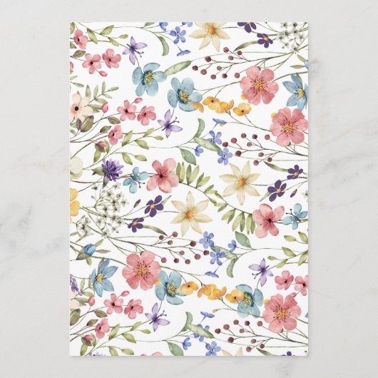 Elegante eenvoudige lente Wildbloemen bruiloft Menu (Achterkant)