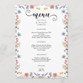Elegante eenvoudige lente Wildbloemen bruiloft Menu (Voorkant)