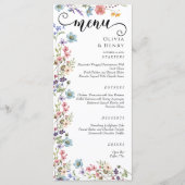 Elegante eenvoudige lente Wildbloemen bruiloft Menu (Voorkant)
