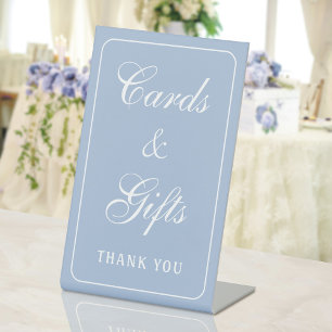 Elegante Eenvoudige Lichtblauwe Kaarten & Geschenk Reclamebord Met Voetstuk