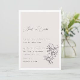 Elegante eenvoudige lijn met kunstbloemen en borde kaart