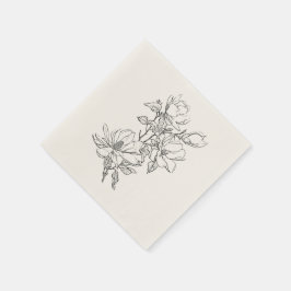 Elegante eenvoudige lijn met kunstbloemen en borde servet