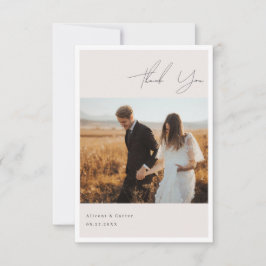 Elegante Eenvoudige Lijn met Kunstbloemen & Rand Bedankkaart