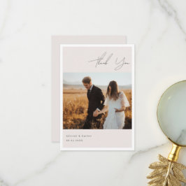 Elegante Eenvoudige Lijn met Kunstbloemen & Rand Bedankkaart