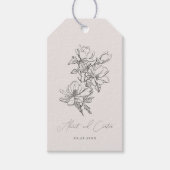 Elegante Eenvoudige Lijn met Kunstbloemen & Rand Cadeaulabel (Voorkant)