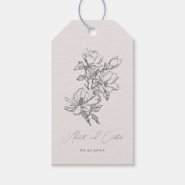 Elegante Eenvoudige Lijn met Kunstbloemen & Rand Cadeaulabel