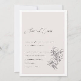 Elegante Eenvoudige Lijn met Kunstbloemen & Rand Kaart