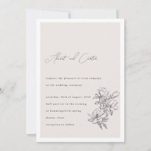 Elegante Eenvoudige Lijn met Kunstbloemen & Rand Kaart