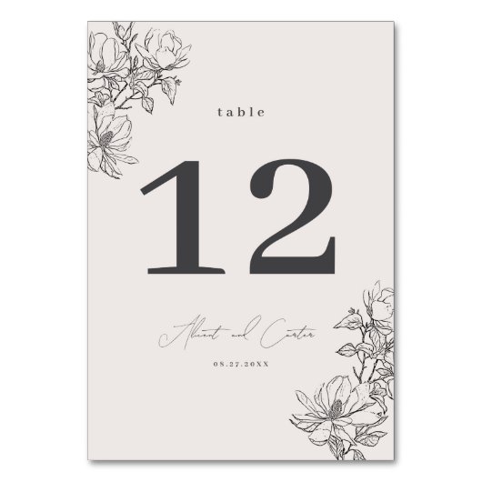 Elegante Eenvoudige Lijn met Kunstbloemen & Rand Kaart (Achterkant)