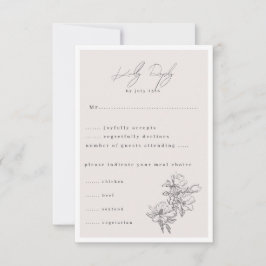 Elegante Eenvoudige Lijn met Kunstbloemen & Rand RSVP Kaartje