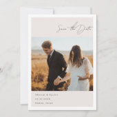 Elegante Eenvoudige Lijn met Kunstbloemen & Rand Save The Date (Voorkant)