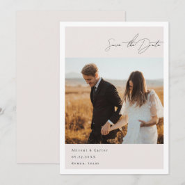 Elegante Eenvoudige Lijn met Kunstbloemen & Rand Save The Date