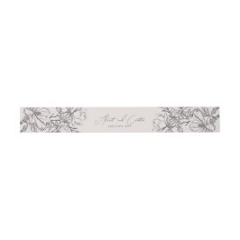 Elegante Eenvoudige Lijn met Kunstbloemen & Rand Uitnodigingen Wikkel