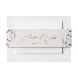 Elegante Eenvoudige Lijn met Kunstbloemen & Rand Uitnodigingen Wikkel