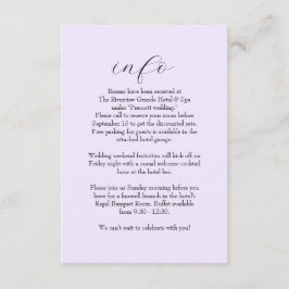 Elegante eenvoudige lila huwelijksinformatie informatiekaartje