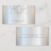Elegante Eenvoudige Lotus Zilver Metaalglans Visitekaartje (Voorkant / Achterkant)