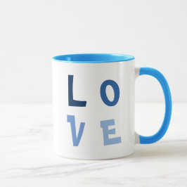 Elegante, eenvoudige LOVE Square in blauwe typogra Mok