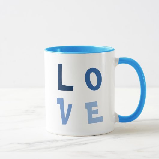 Elegante, eenvoudige LOVE Square in blauwe typogra Mok (Rechts)
