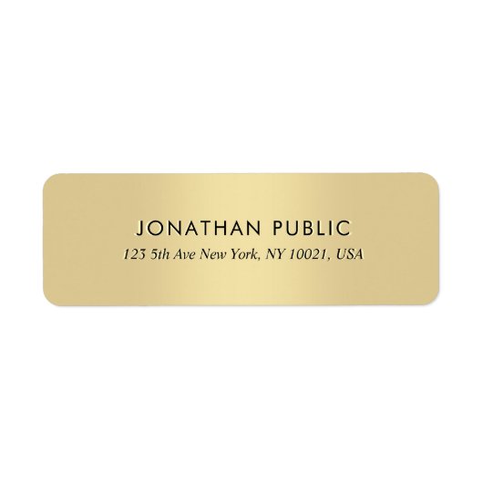 Elegante Eenvoudige Luxe Gouden Retouradres Etiket (Voorkant)