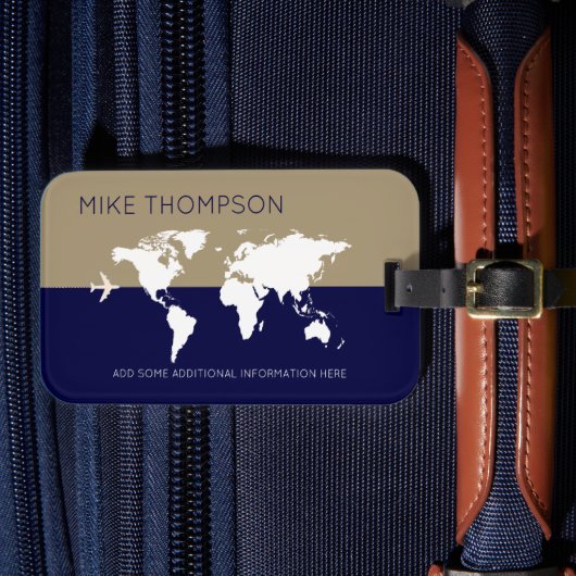 Elegante eenvoudige mannelijke moderne wereld reiz bagagelabel (Voorkant Insitu 4)