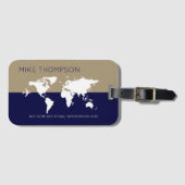 Elegante eenvoudige mannelijke moderne wereld reiz bagagelabel (Voorkant (horizontaal))