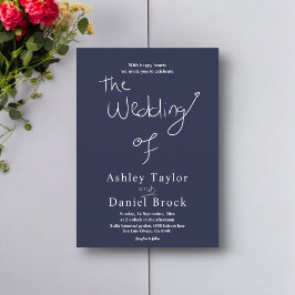 Elegante Eenvoudige Marine Blauw Wit Chic Moderne  Kaart