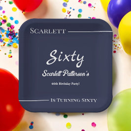 Elegante Eenvoudige Marine Blauw Wit Moderne Verja Papieren Bordje