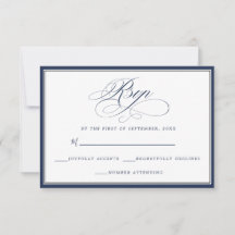 Elegante Eenvoudige Marine & Witte RSVP