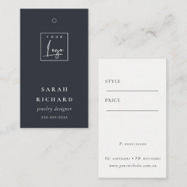 Elegante Eenvoudige Minimaal Zwarte Witte Logo Pri Visitekaartje