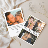 Elegante eenvoudige minimale 4 foto's bruiloft col bedankkaart