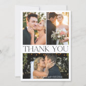 Elegante eenvoudige minimale 4 foto's bruiloft col bedankkaart (Voorkant)