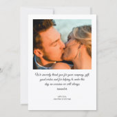 Elegante eenvoudige minimale 4 foto's bruiloft col bedankkaart (Achterkant)