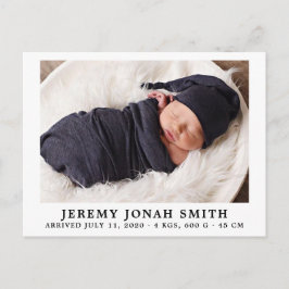 Elegante Eenvoudige Minimale Baby Geboorteaankondi Briefkaart