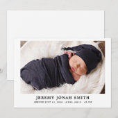 Elegante Eenvoudige Minimale Baby Geboorteaankondi Kaart (Voorkant / Achterkant)