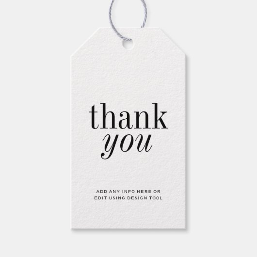 Elegante eenvoudige minimale dank u cadeaulabel (Voorkant)