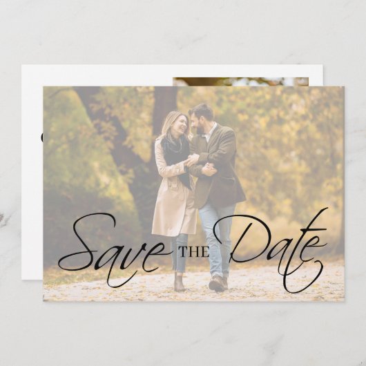Elegante eenvoudige minimale foto bruiloft Sla de  Save The Date (Voorkant / Achterkant)