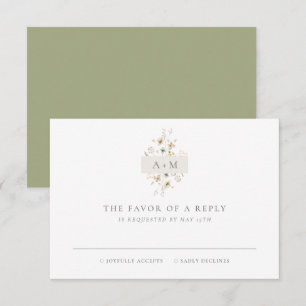 Elegante Eenvoudige Minimale Monogram Trouw RSVP K Kaartje