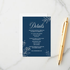 elegante eenvoudige minimale trouwwebsite marine informatiekaartje