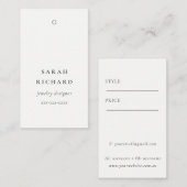 Elegante Eenvoudige Minimale Witte Prijs Label Naa (Voorkant / Achterkant)