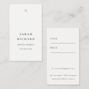 Elegante Eenvoudige Minimale Witte Prijs Label Naa